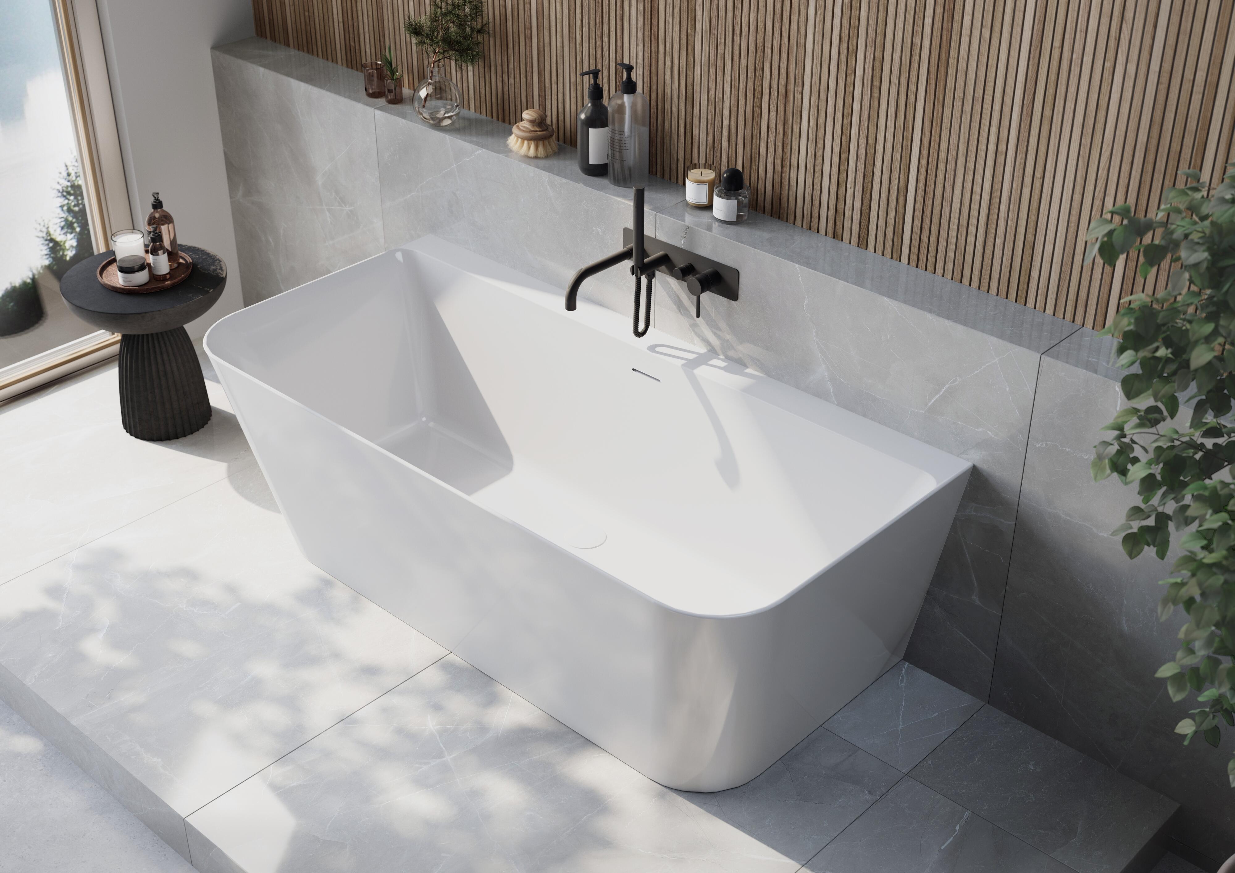 Scudo Porto white back to wall freestanding bath 1700x800mm