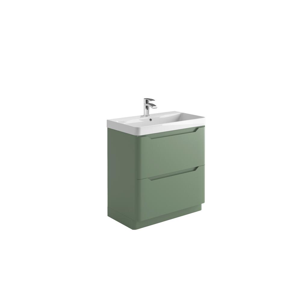 Scudo Ella 765mm floorstanding vanity unit in green melamine, contemporary style