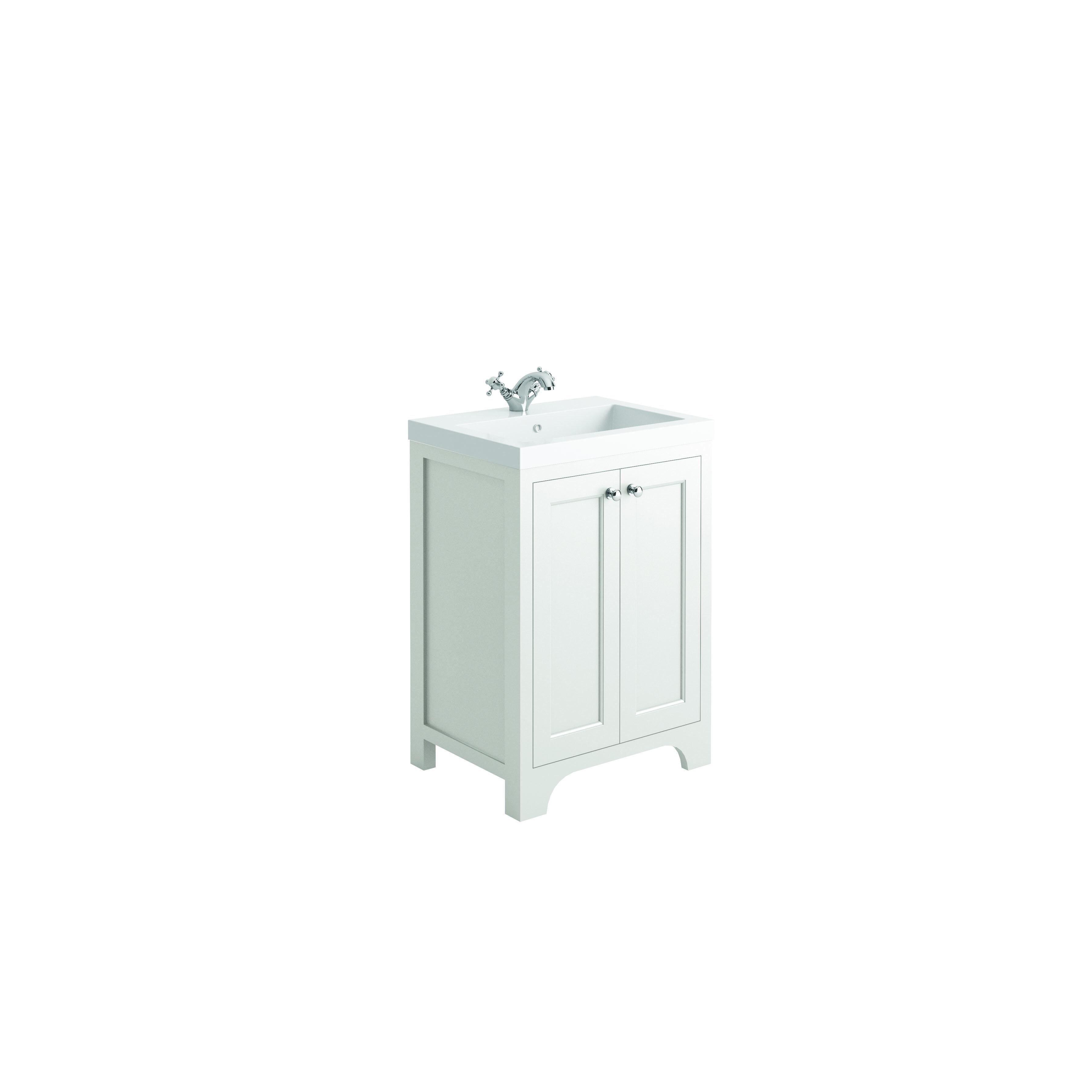 Scudo Brunswick 600 floorstanding vanity unit, traditional style, Arctic White finish