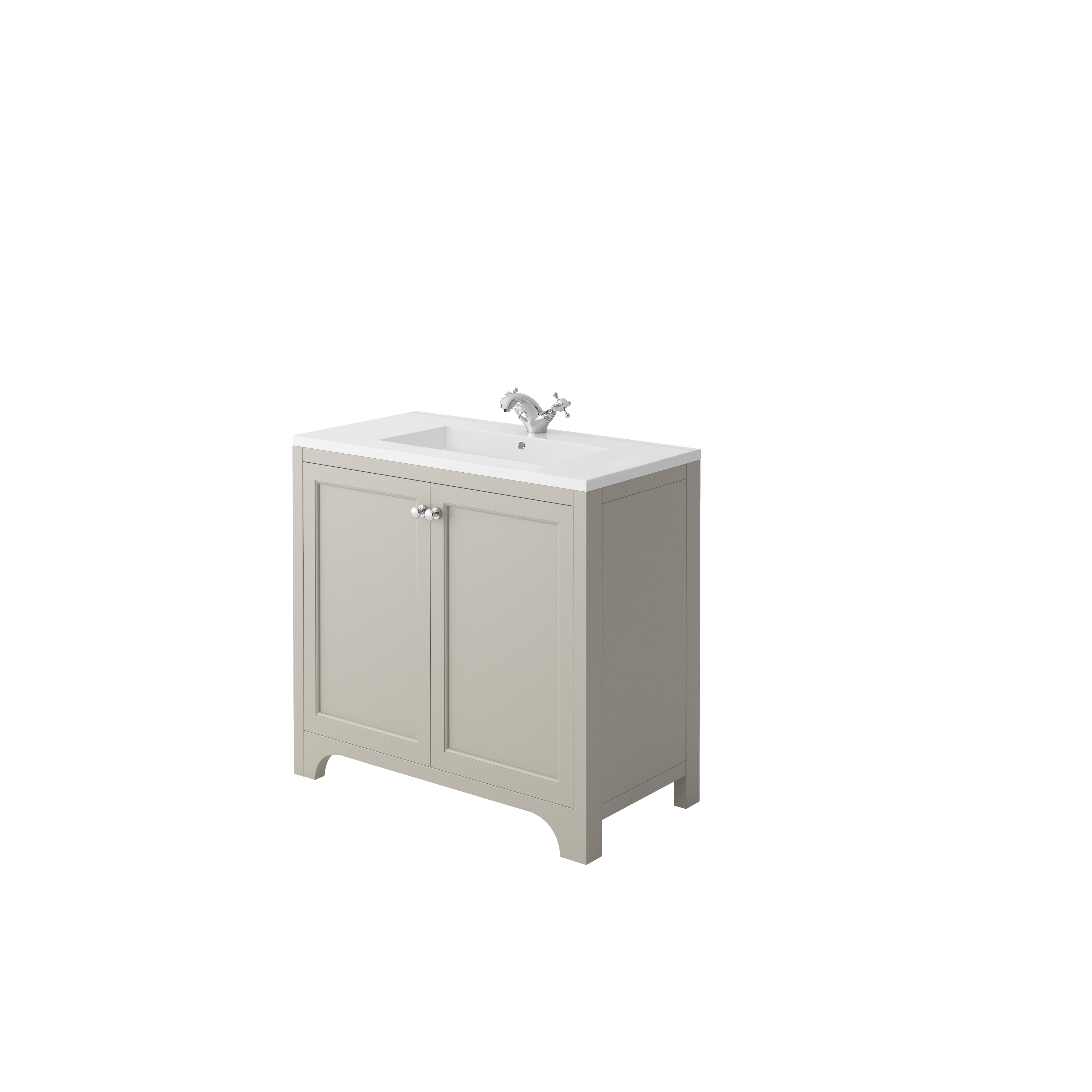 Scudo Brunswick 900mm floorstanding vanity unit, Dovetail Grey, traditional style