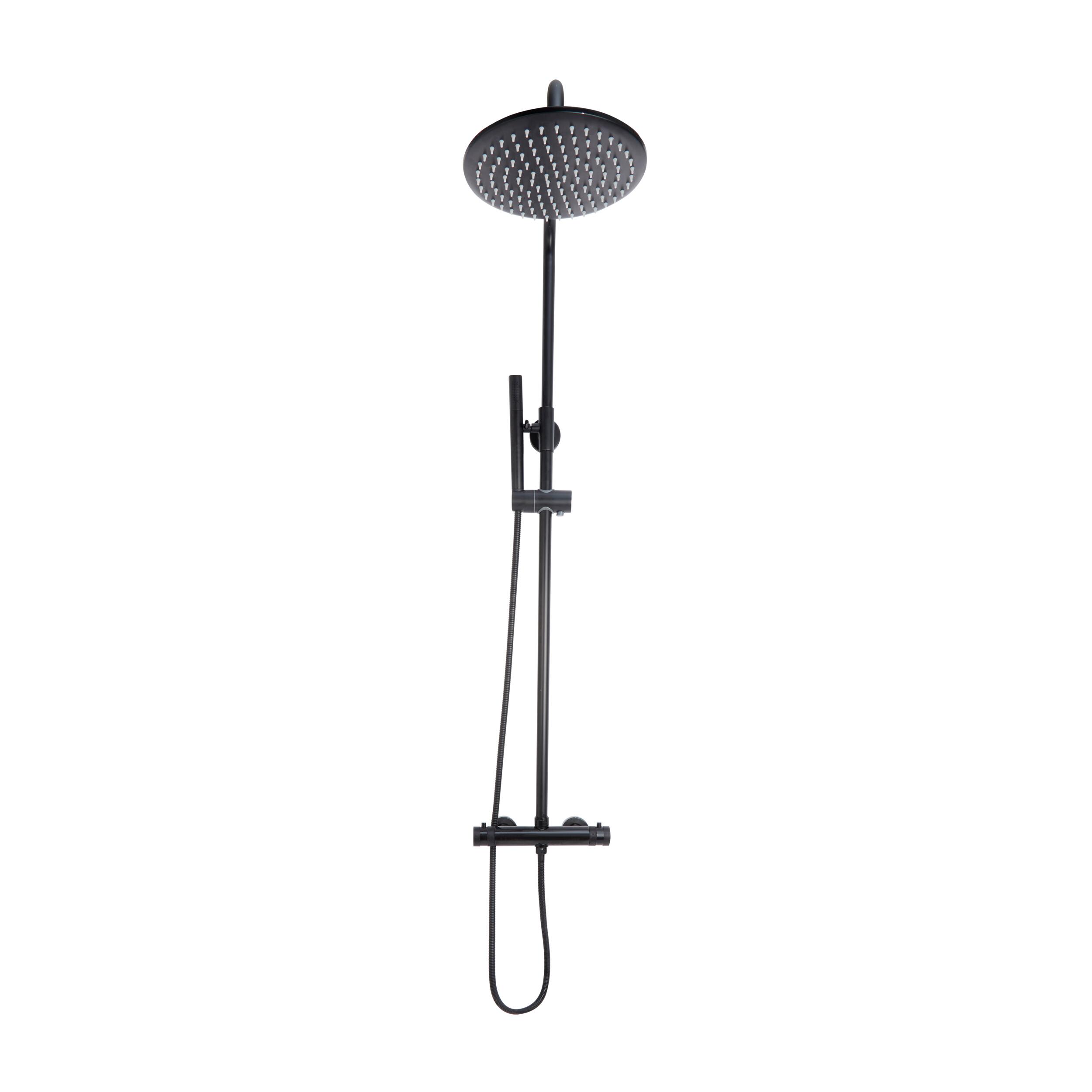 Scudo Core Round Rigid Riser Shower in Matt Black finish
