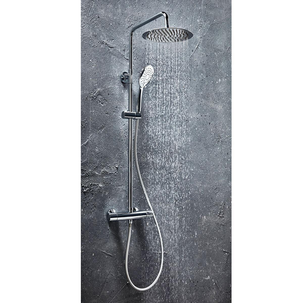 Scudo Messi cool touch round bar shower valve with adjustable rigid riser in chrome