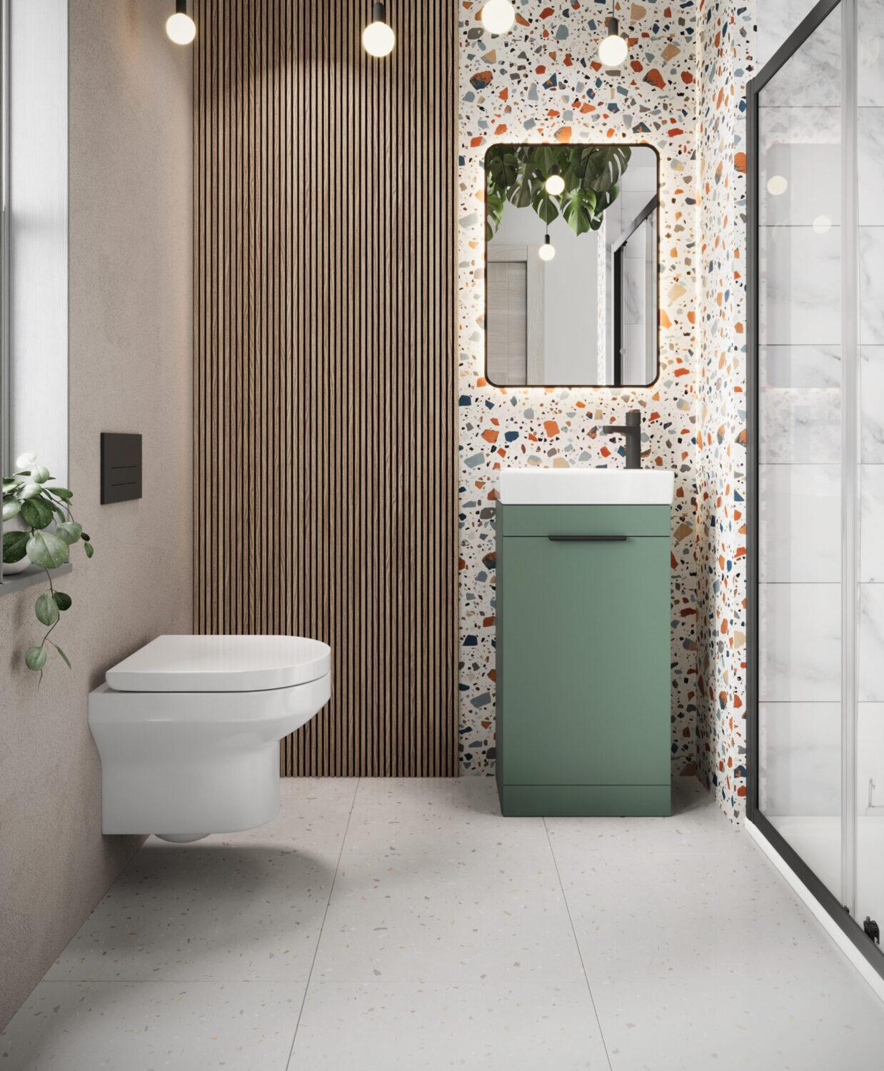 Scudo Esme 470mm freestanding cloakroom unit in Reed Green MFC