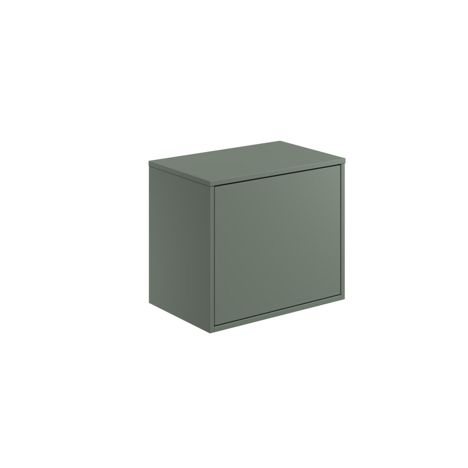 Scudo Alfie wall hung vanity unit in Reed Green with fluted texture detailing, 580mm wide contemporary design