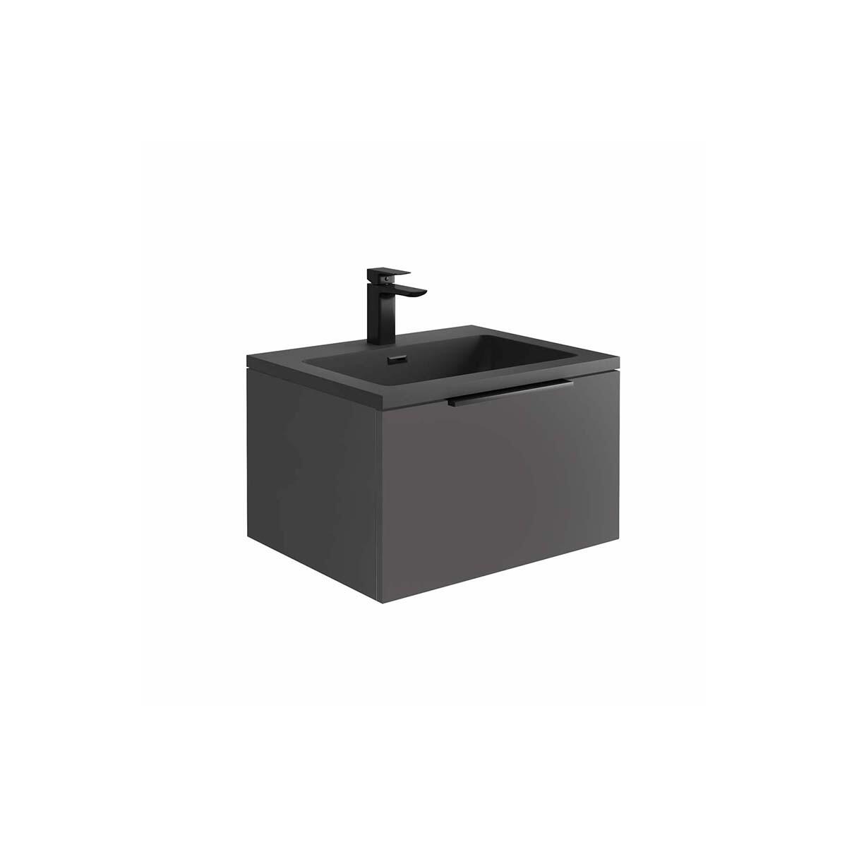Scudo Ambience wall hung vanity unit, 590mm wide, matt grey finish