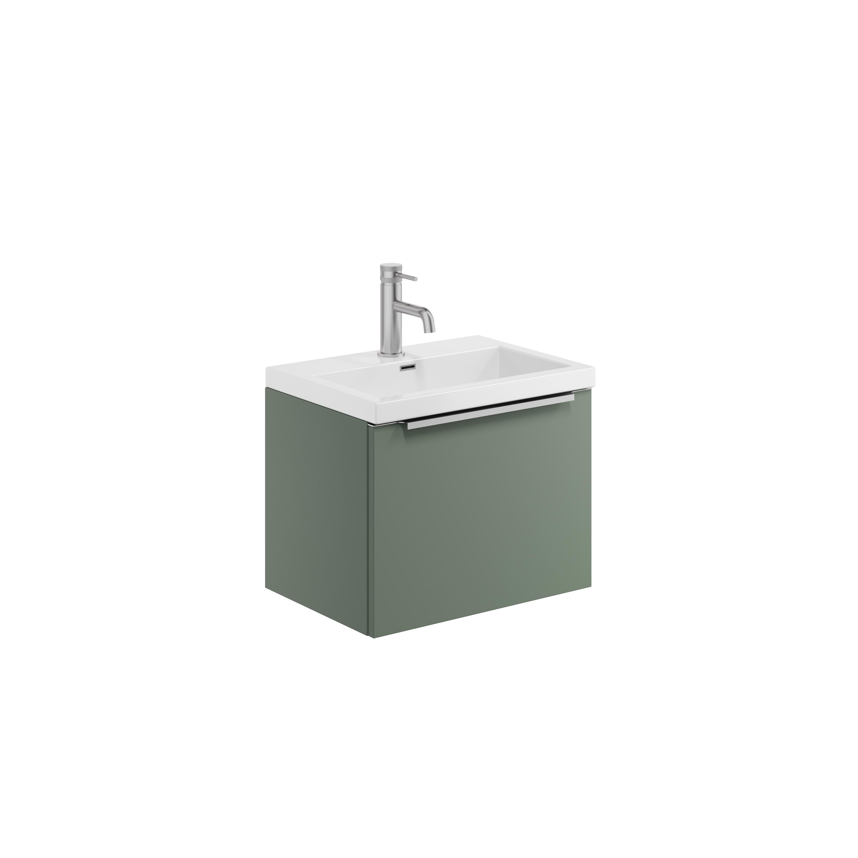 Scudo Muro PLUS wall hung vanity unit in Reed Green finish, 600mm wide contemporary bathroom furniture