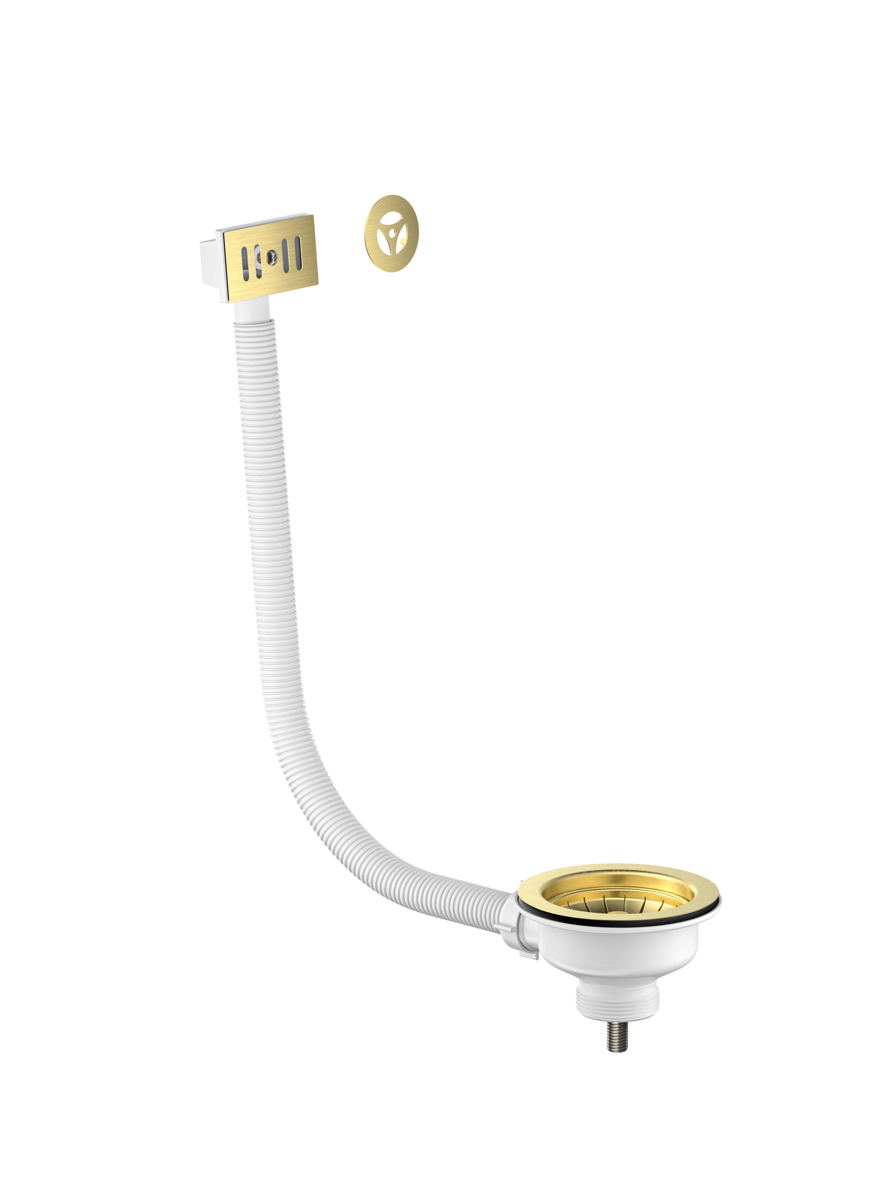 Scudo Kitchen Basin Waste in Brushed Brass, stainless steel and ABS, 90mm
