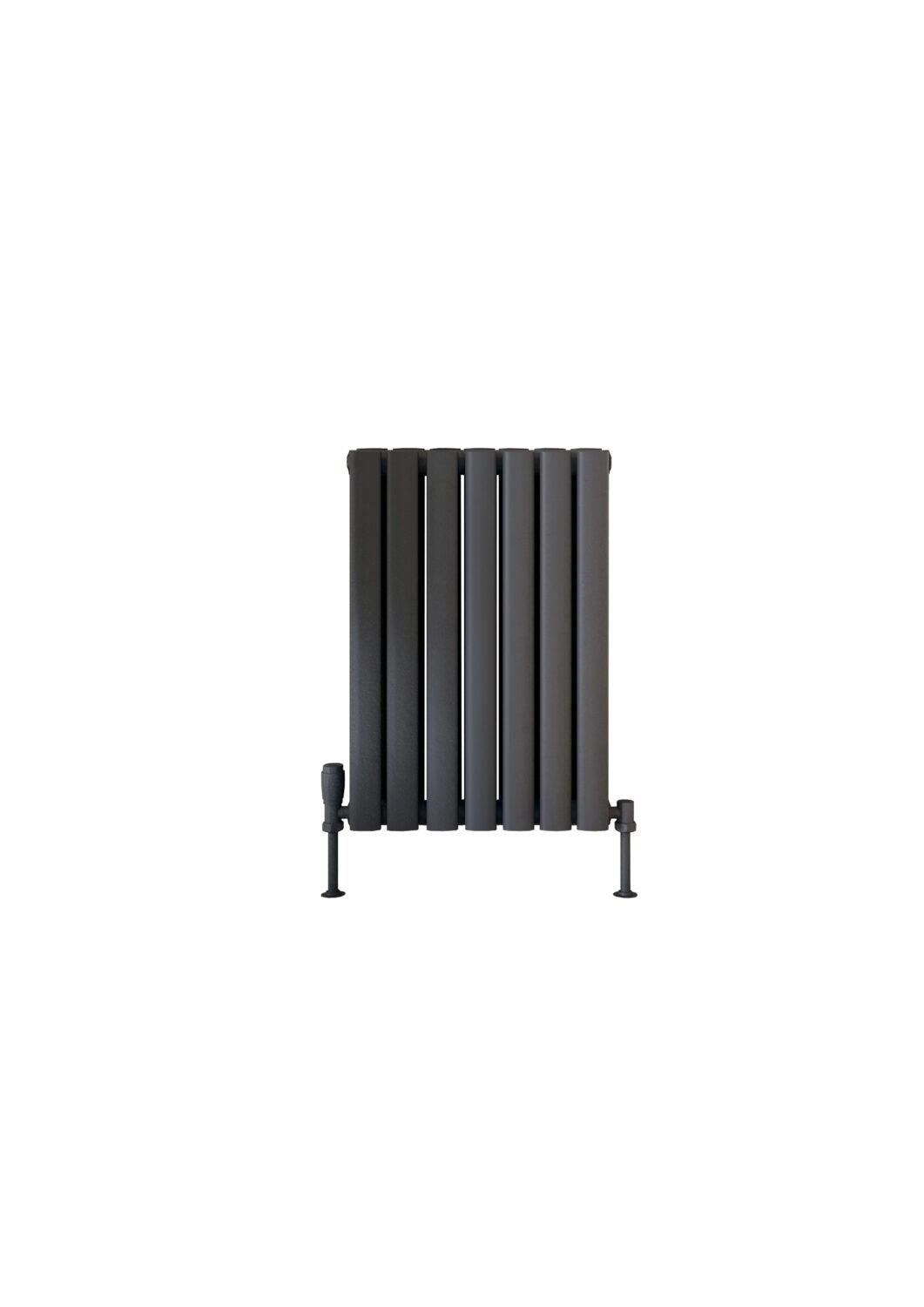 Scudo Apex anthracite designer radiator, double panel, 600mm x 413mm contemporary steel construction