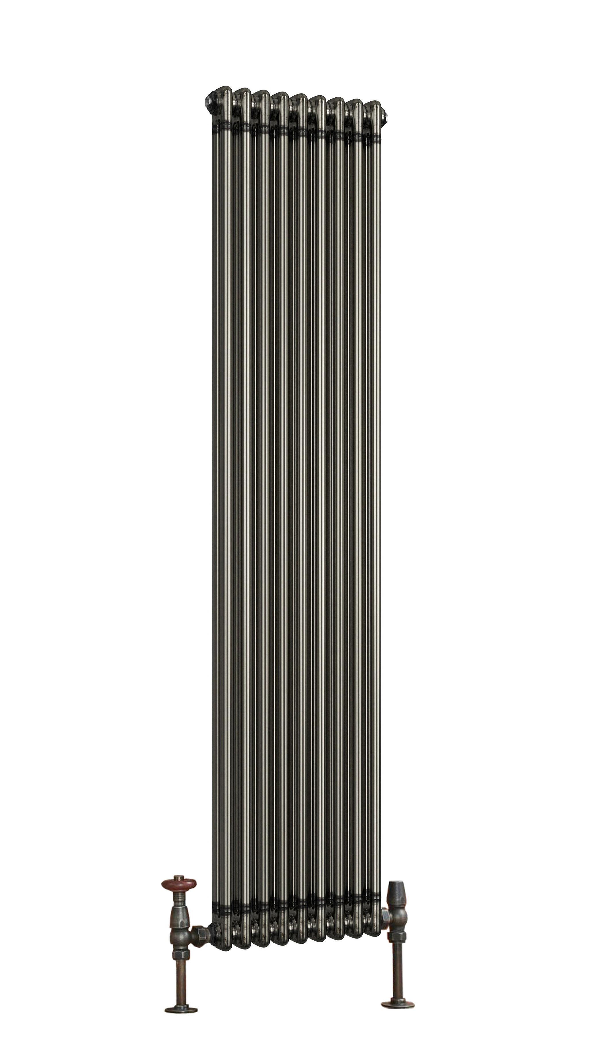 Scudo Column Designer Radiator in raw metal finish, 2 column vertical steel radiator 1800mm high