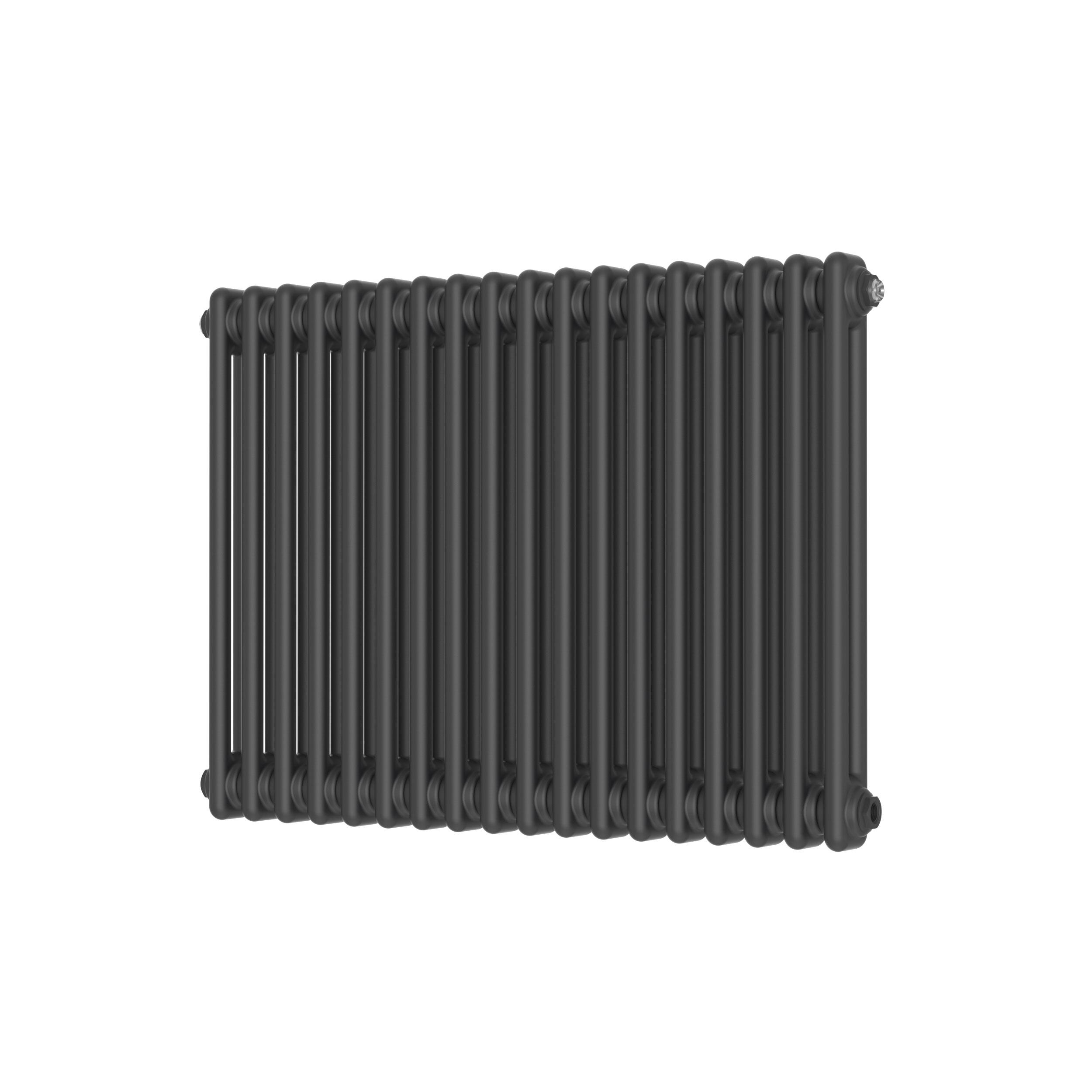 Scudo Column horizontal designer radiator in anthracite finish, 2 column 600x830mm mild steel construction