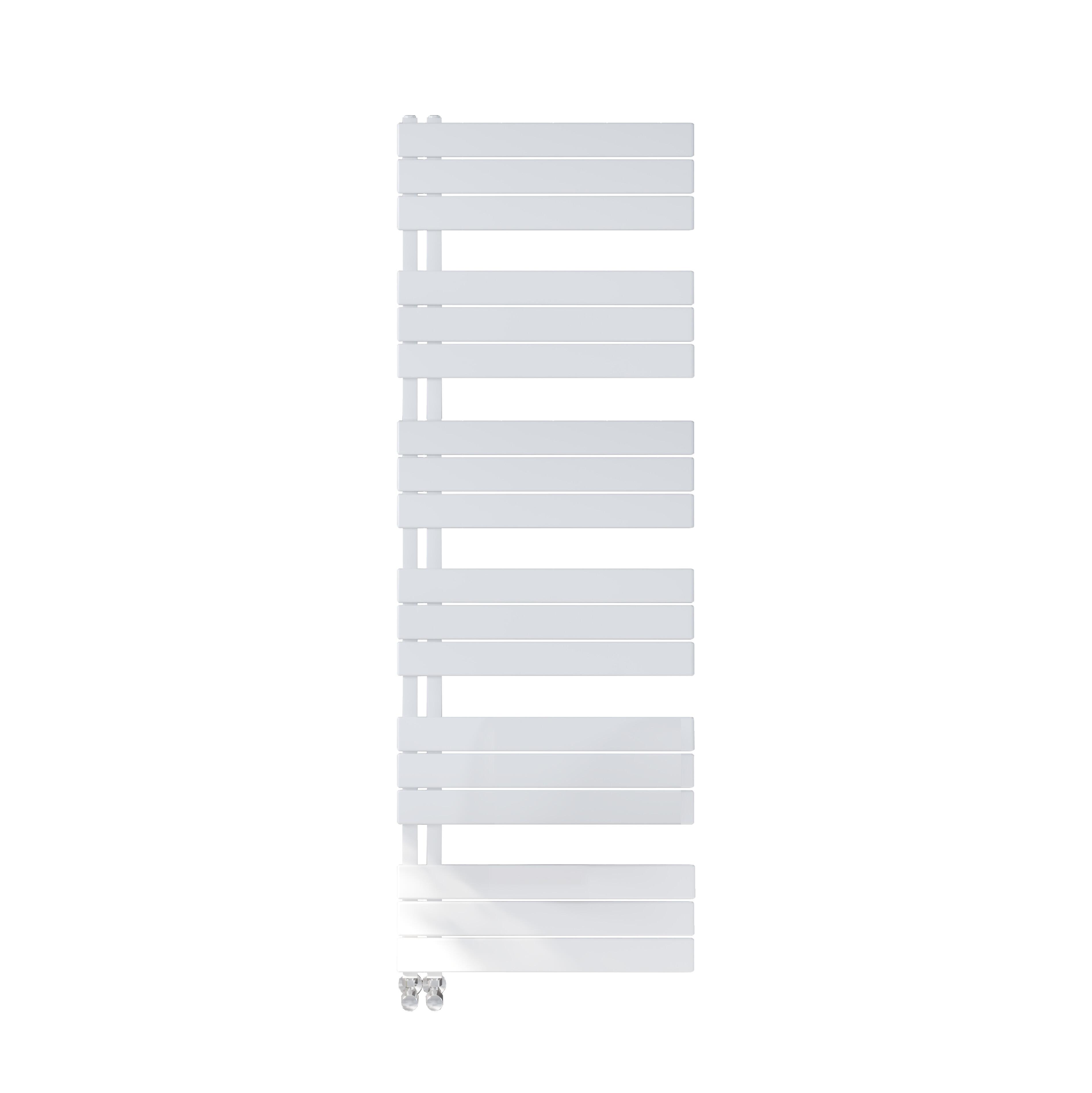 Scudo Thames white designer towel radiator, 1640mm height, 600mm width, vertical rail design