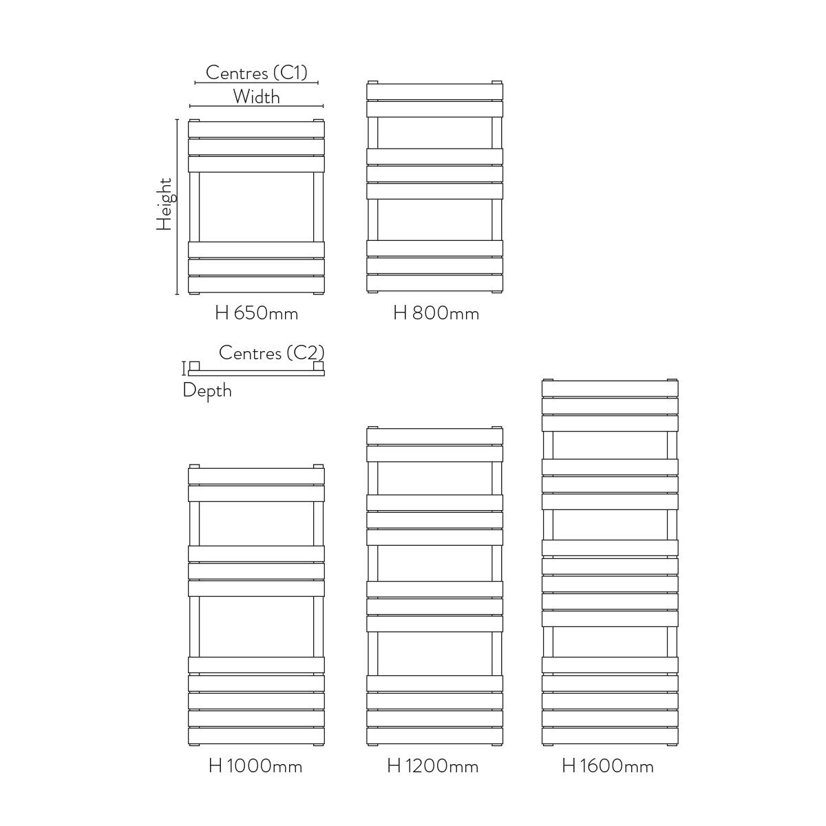 Scudo Life anthracite towel warmer, 1200mm x 600mm, ladder-style heated towel rail, low carbon steel