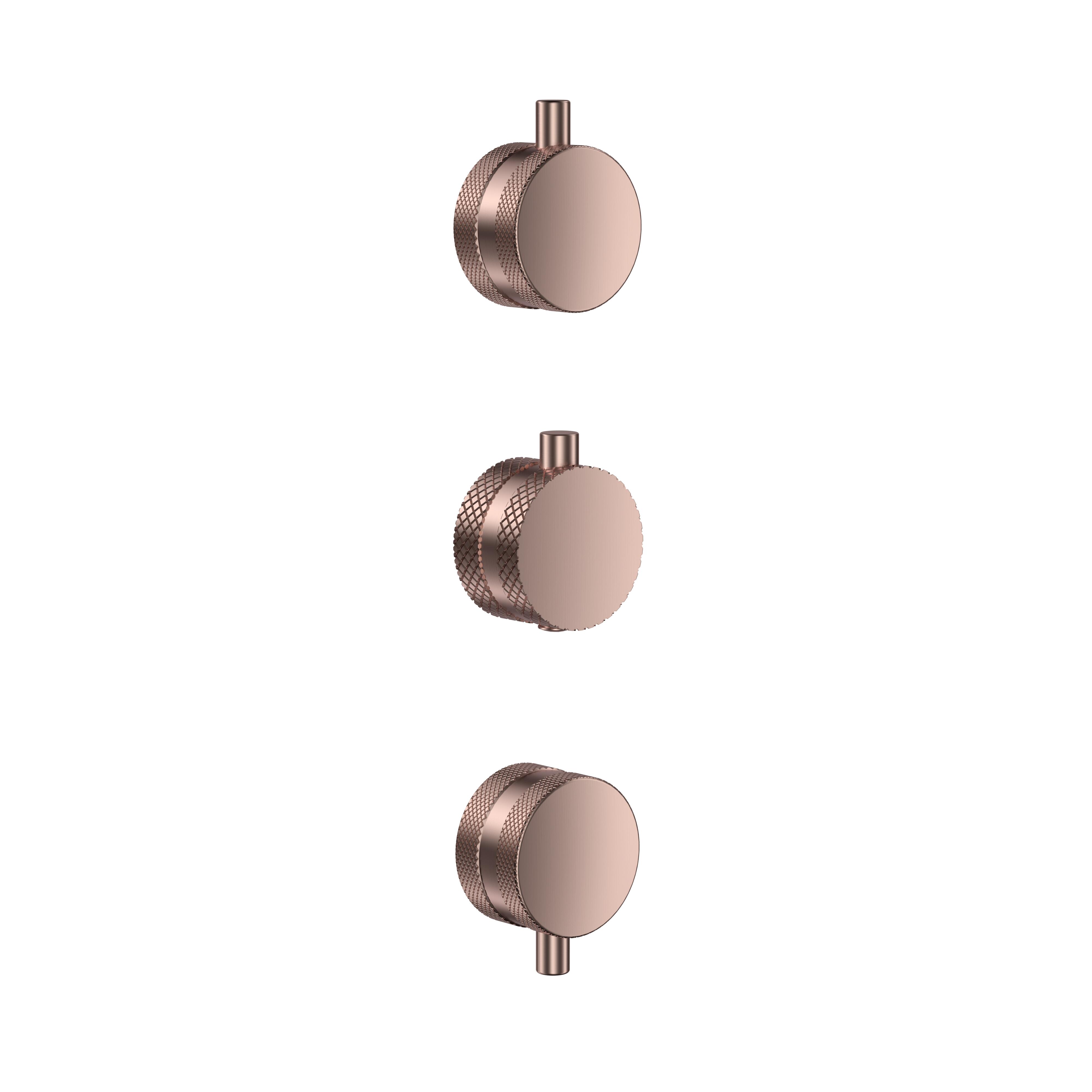 Scudo Core concealed shower valve handles, knurled design, brushed bronze finish, stainless steel