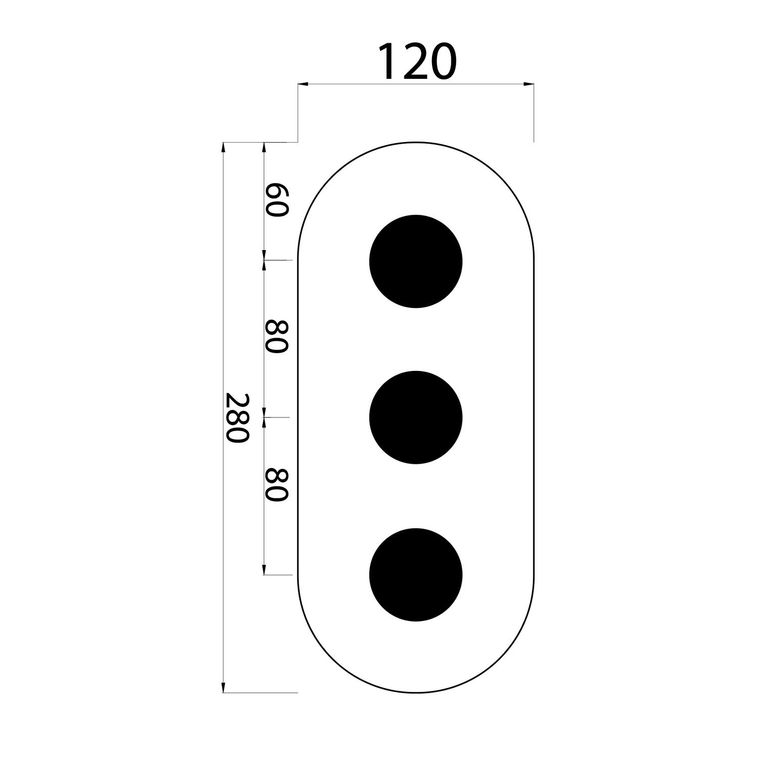 Scudo 3 hole oval shower valve plate in chrome, for diverter systems