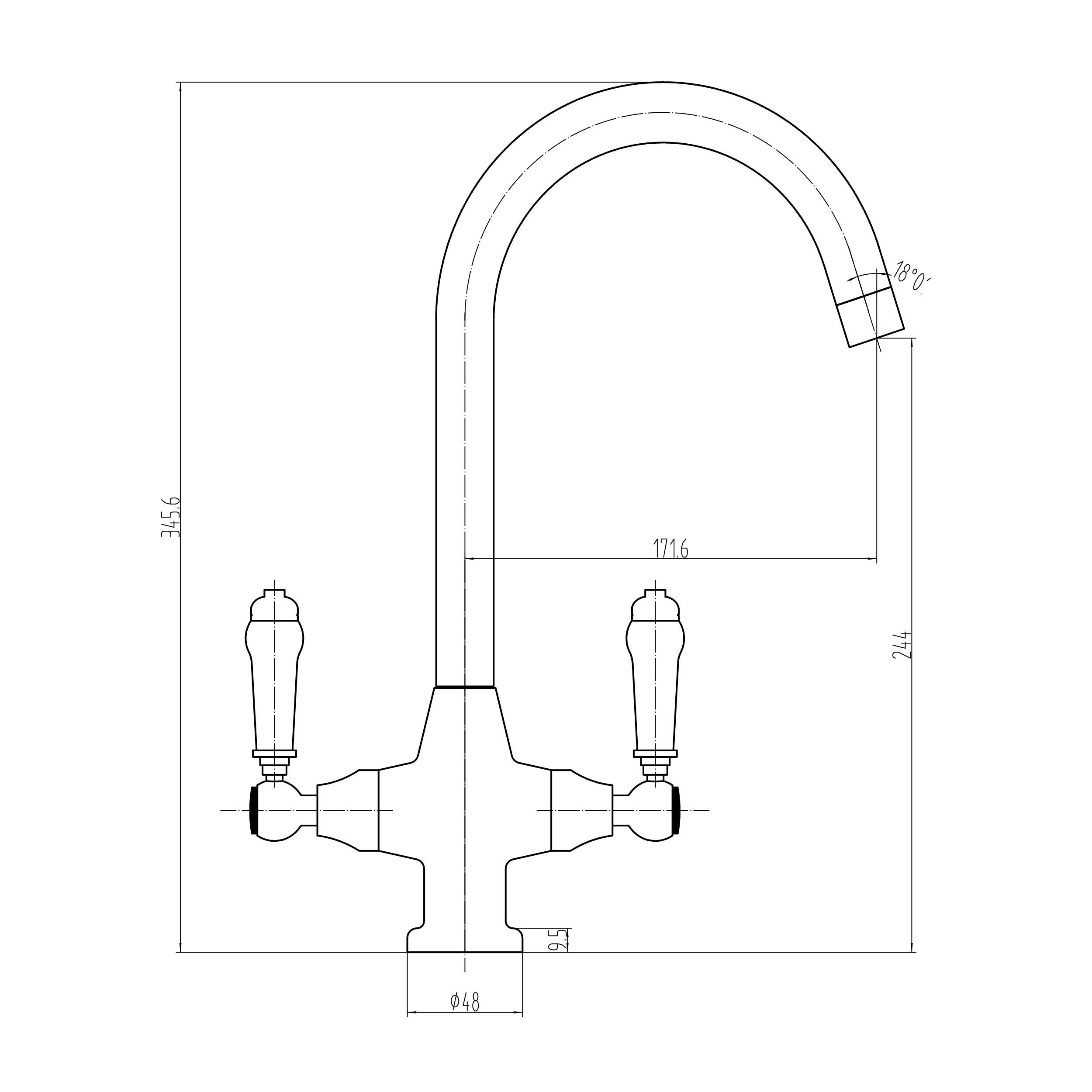Scudo Harrogate chrome kitchen tap with lever handle and swivel spout, 1 tap hole