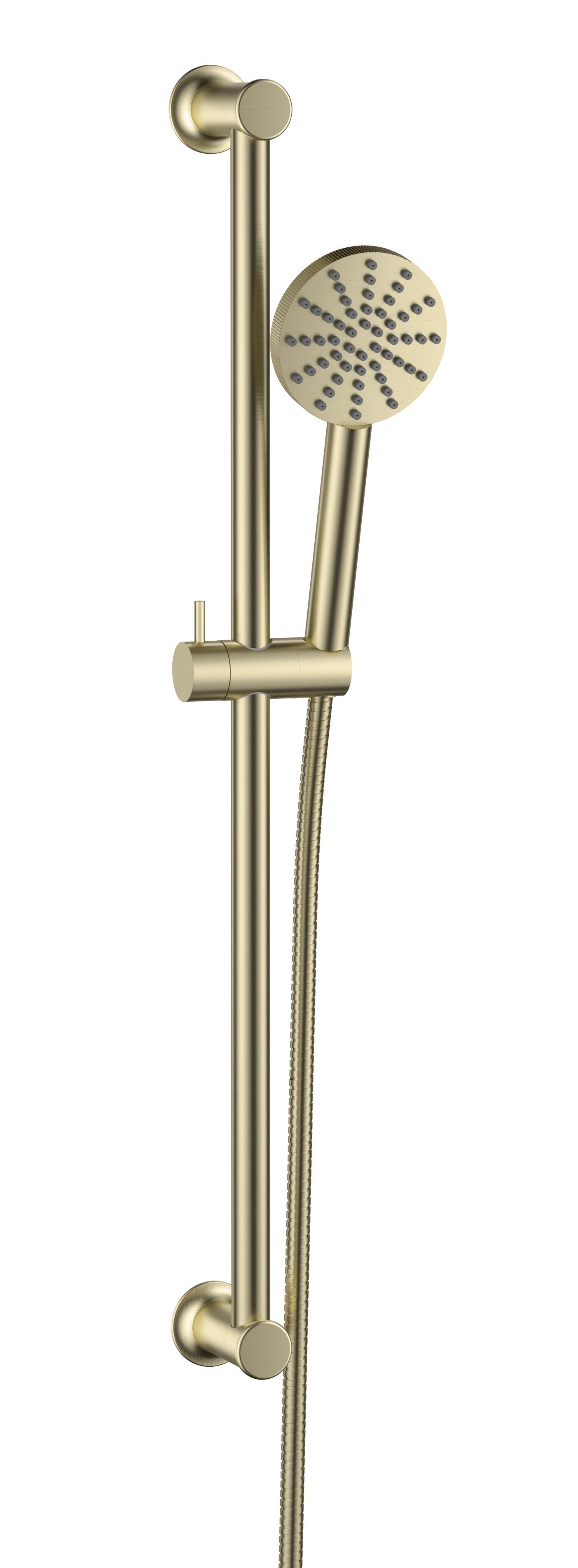 Scudo Concealed Riser Rail in Brushed Brass, wall mounted, made from stainless steel
