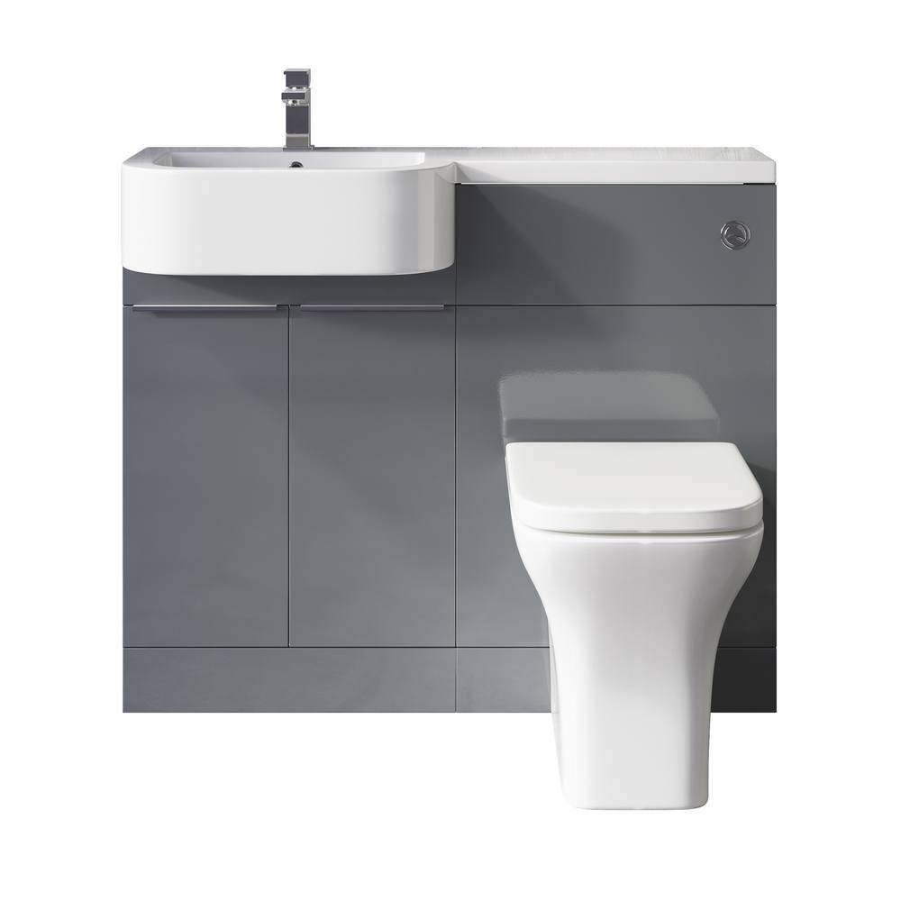 Scudo Carlo 514mm floorstanding bathroom unit in matt grey MDF with handles
