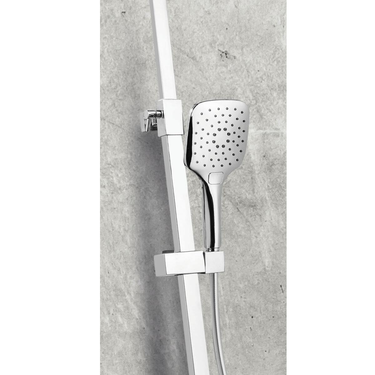 Scudo Helier square cool touch round bar shower valve with adjustable rigid riser in chrome