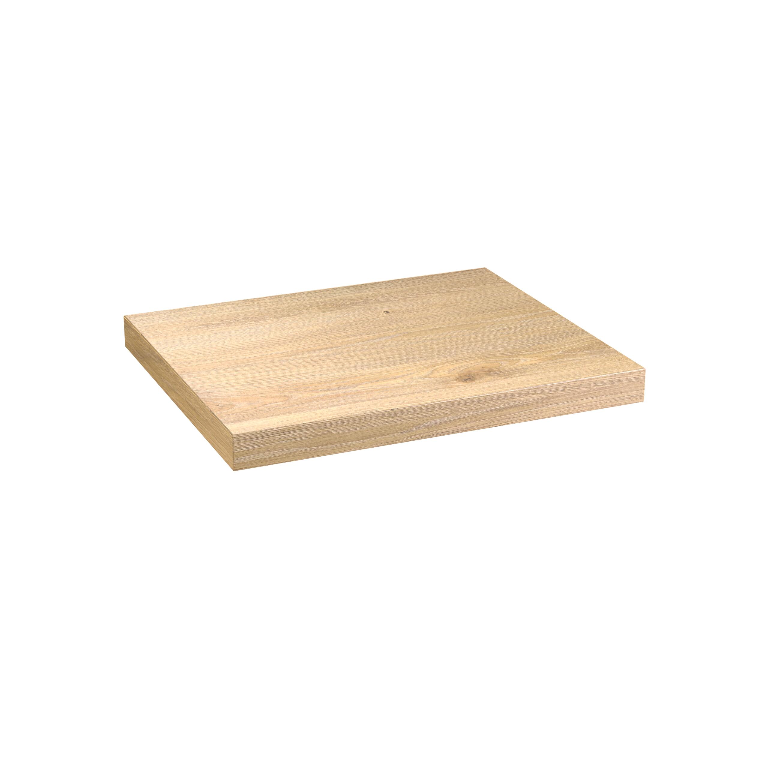 Scudo Shelph wall mounted shelf, 600mm x 500mm, Davos Oak finish, no brackets
