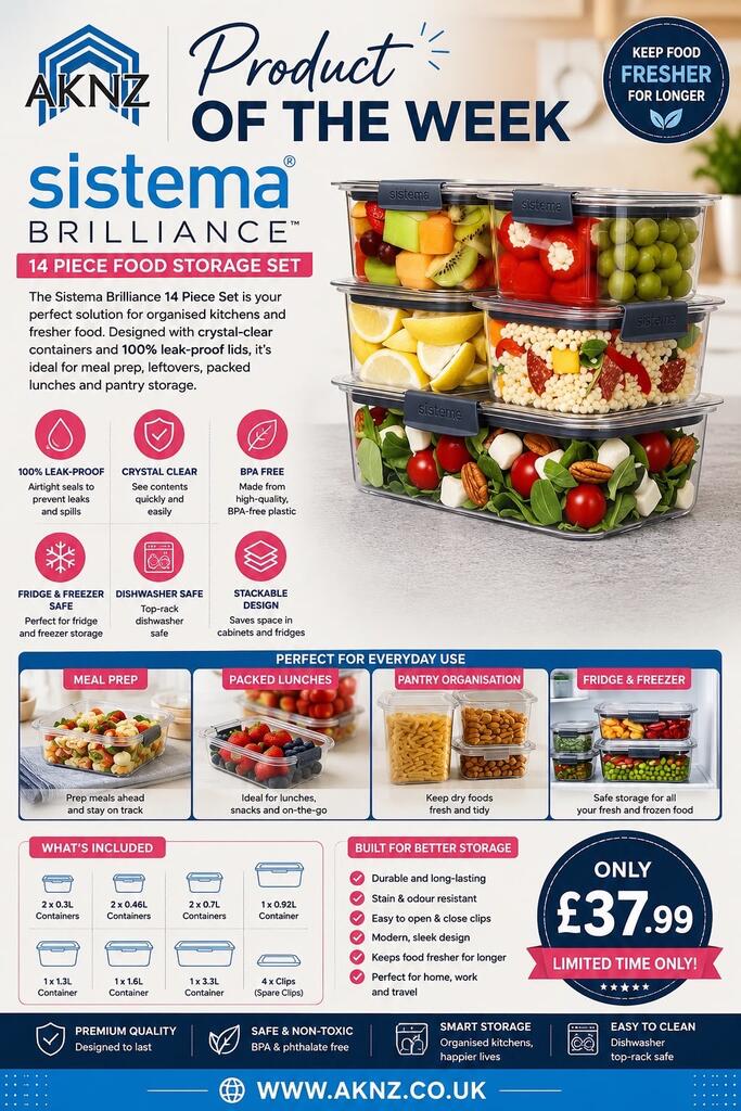 Keep Food Fresher for Longer with the Sistema® Brilliance™ 14 Piece Food Storage Set