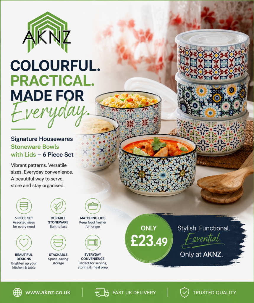 Brighten Your Kitchen with the Signature Housewares Stoneware Bowls with Lids 6 Piece Set