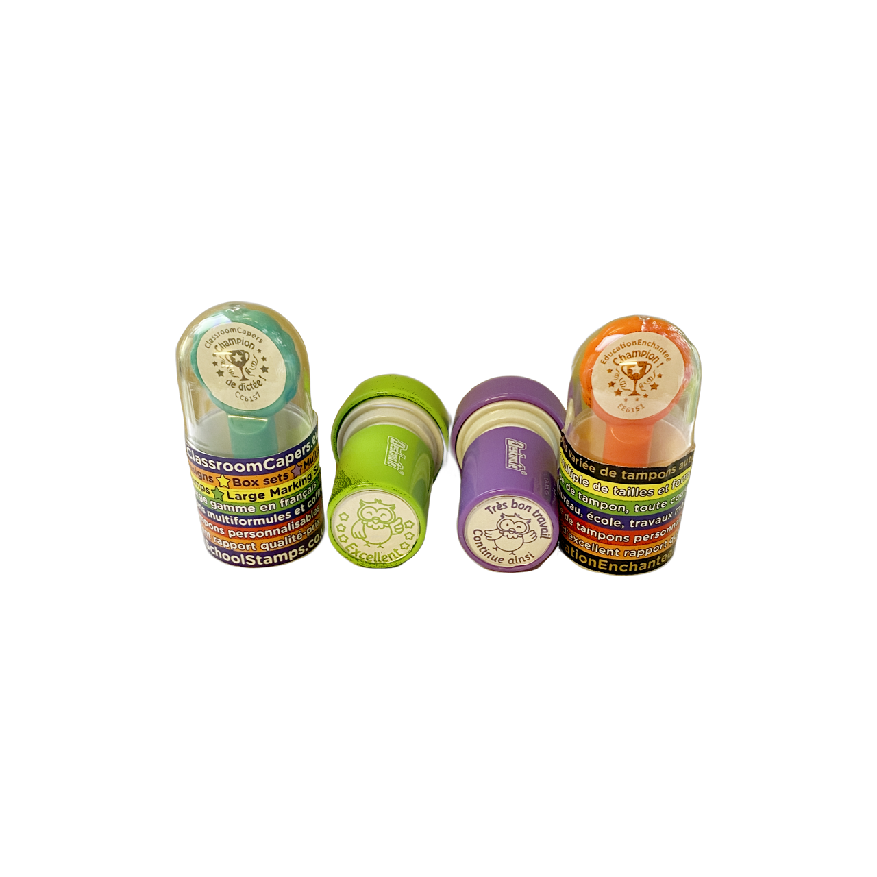Tampons Enseignants | Vente ! Lot de 4 tampons auto-encreurs mixtes pour les enseignants