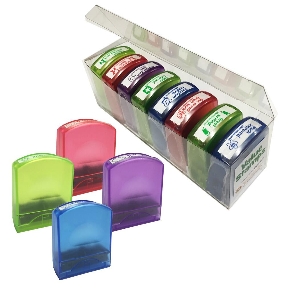 Tampons Enseignants | Box de 8 Tampons Auto-Encreurs à Composer/Assortiment