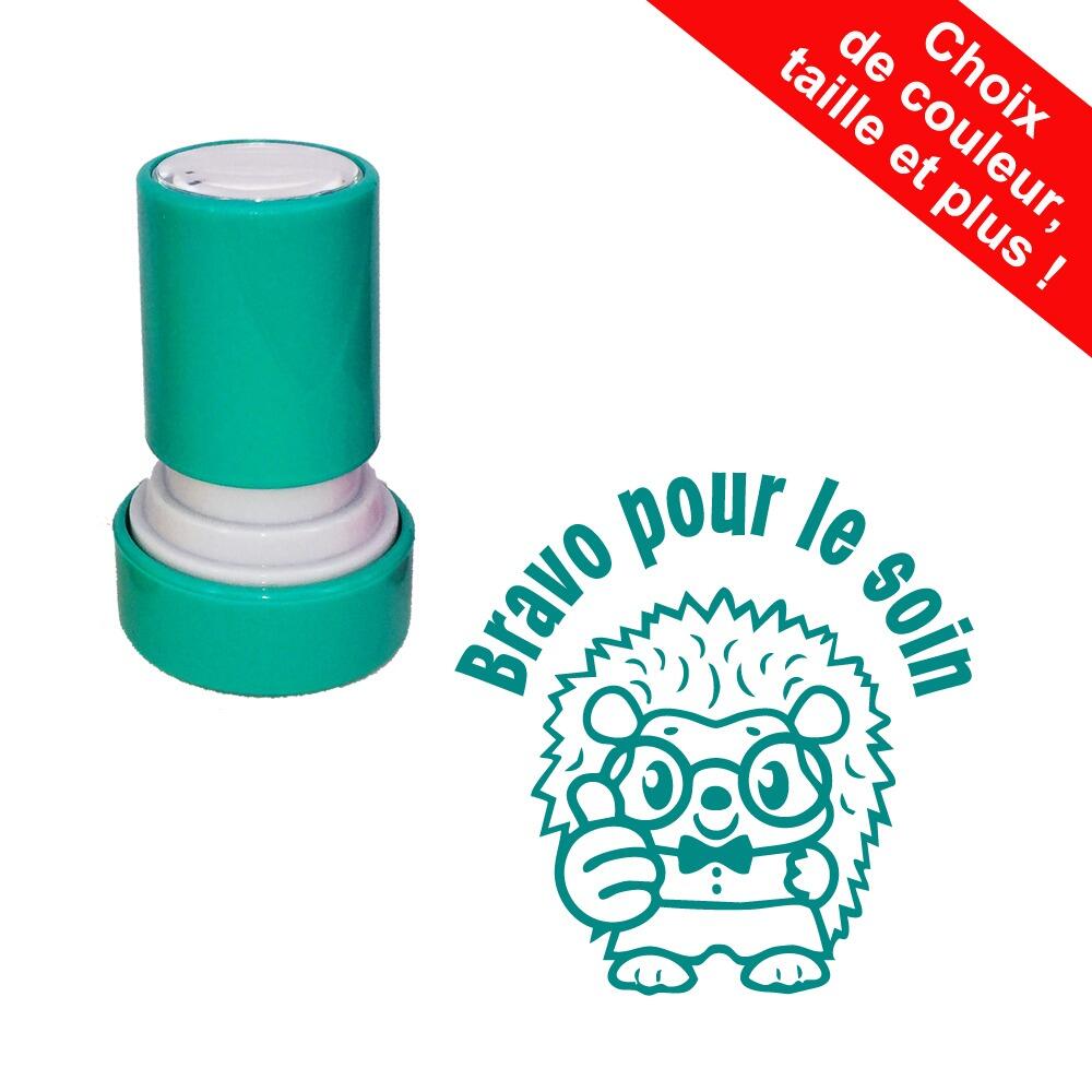 Tampons Enseignants| Bravo pour le soin Tampon Auto-Encreur, Motif Hérisson Mignon. 22mm