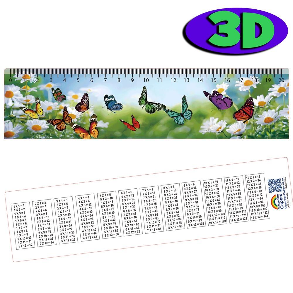 Cadeaux/Prix de Classe | Règle 3D Magnifique Papillon avec Tables de Multiplication 1 à 12