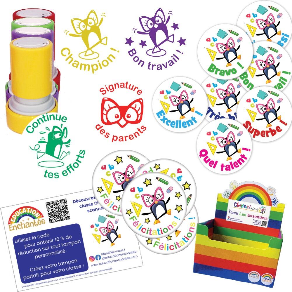 Nouvel Enseignant/Essentiels Rentrée | Pack Les Essentiels Charivari : Tampons, Stickers, Badges