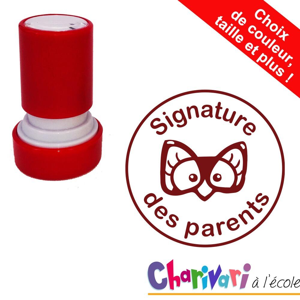 Tampons Charivari à l'Ecole | Signature des parents Tampon Auto-Encreur, Options Personnalises