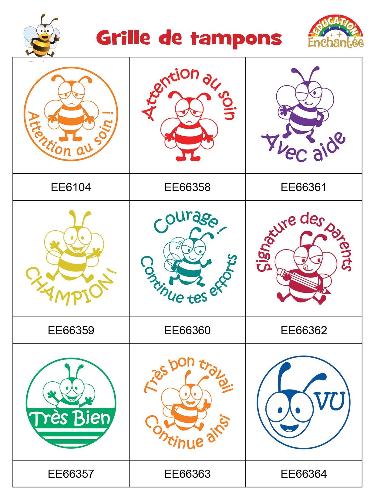 Tampons Enseignants | Options des Tampons Auto-Encreurs Adorables Abeilles
