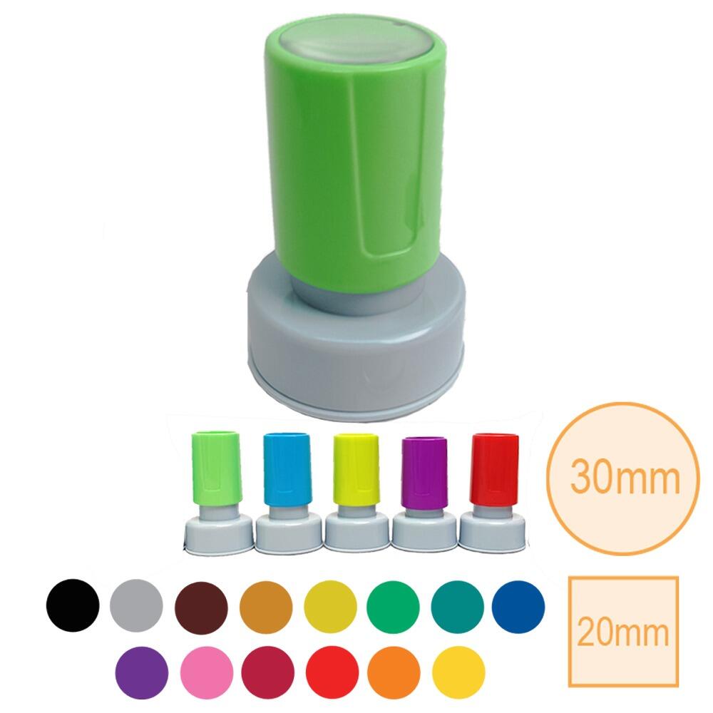 Tampon Personnalisé | Tampon Auto-Encreur Personnalisé Rond 30mm Choix Images et 14 Couleurs