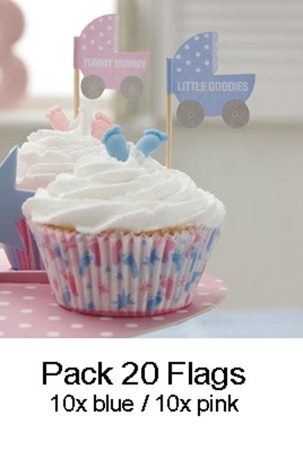 Tiny Feet Baby Shower Cupcake and Canope Flags by Neviti 595594 and available from Karnival Costumes