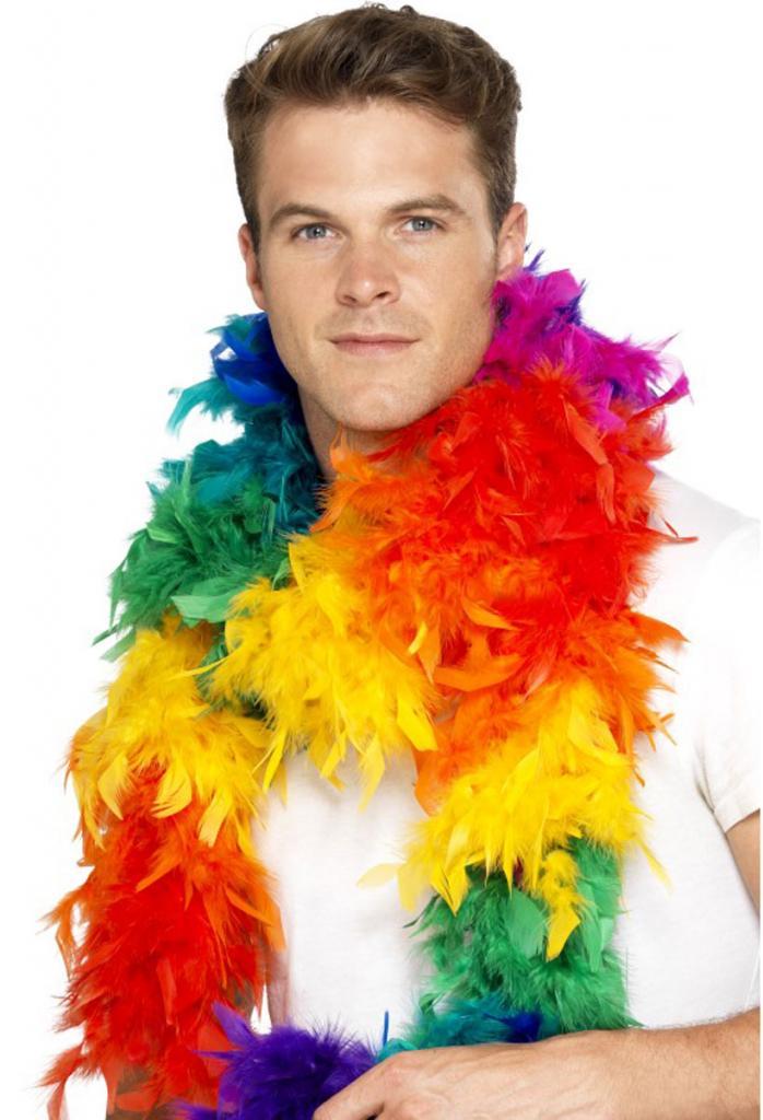 Rainbow Feather Boa with 80gram weight ideal for Rainbow Parade season. Item: 43517 from Karnival Costumes