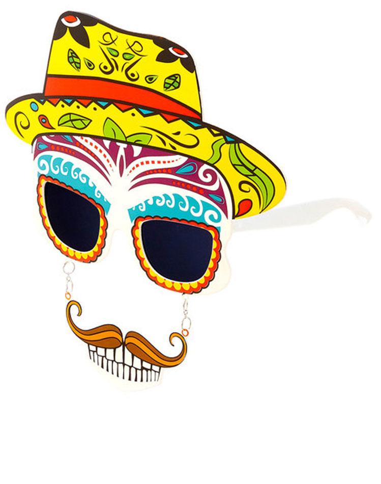 Men's Day of the Dead Glasses with tash and teeth by Widmann 14403 available here at Karnival Costumes online Halloween shop