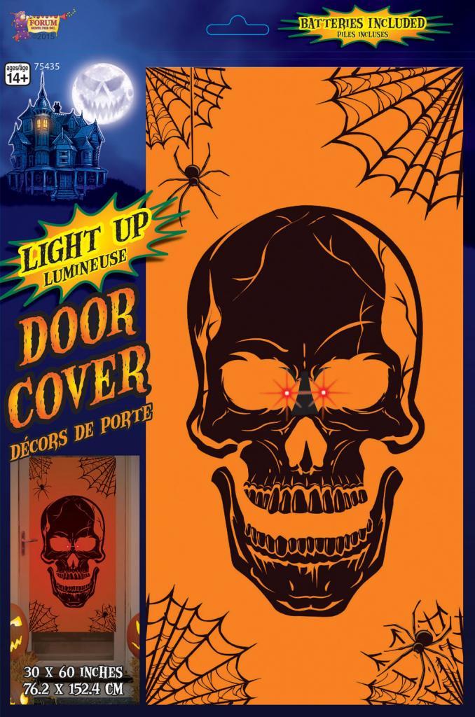 Light Up Skull Door Cover Halloween Decoration measuring 30" x 60" by Forum Novelties 75435 available in the UK here at Karnival Costumes online Halloween party shop