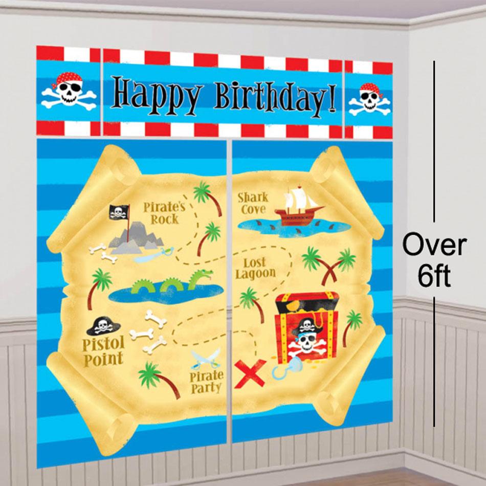 Pirate Party Scene Setter Wall Decorating Kit - 5pce by Amscan 679692 available here at Karnival Costumes online party shop