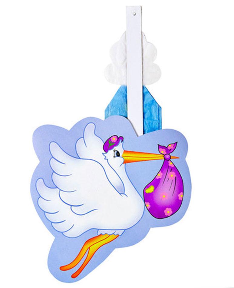 Stork with Baby Boy Paper Fan Hanging Decoration 50cm 95788 available here at Karnival Costumes online party shop