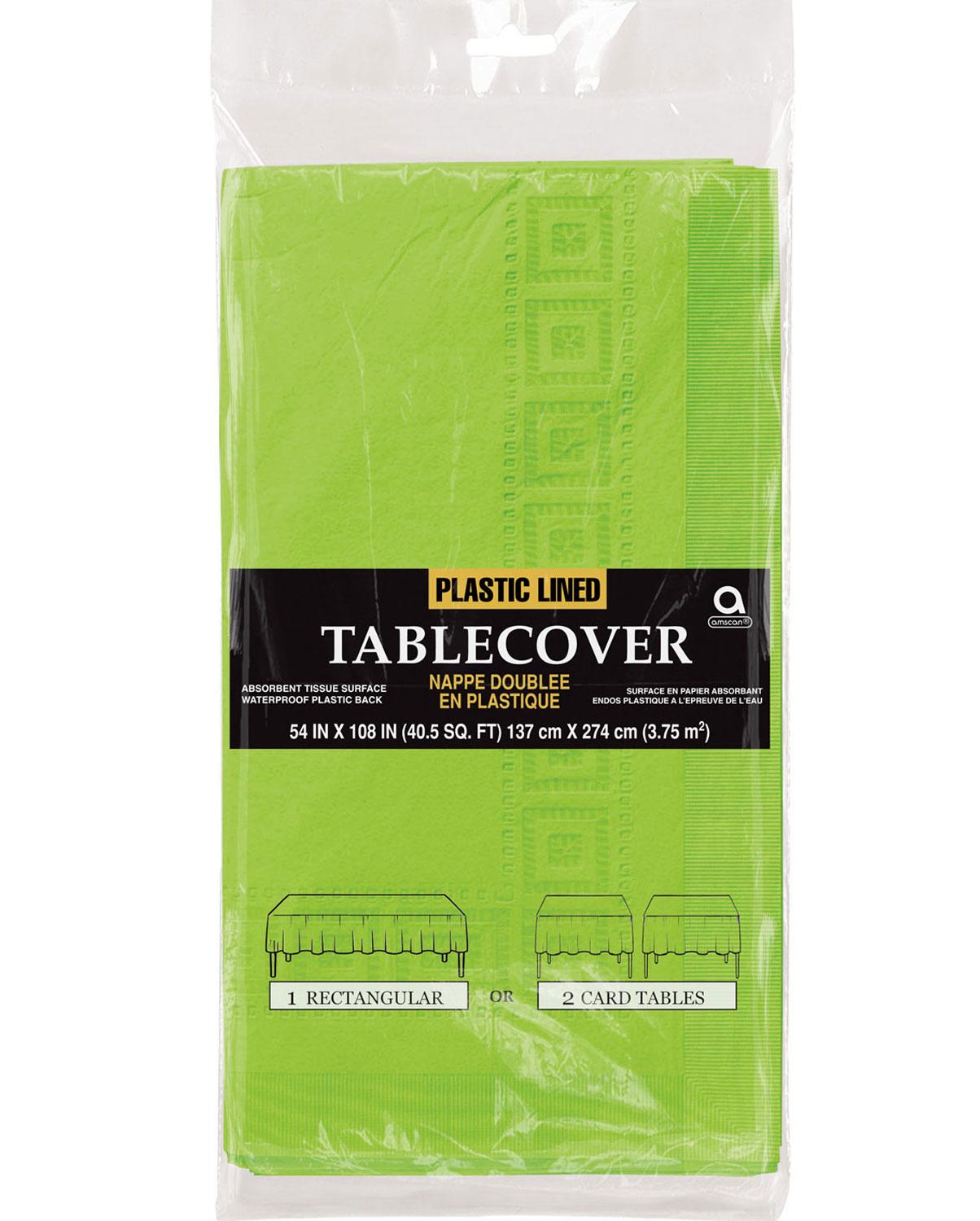 Single Kiwi Green Paper Tablecover with plastic backing measuring 137cm x 274cm by Amscan 57115-53 available here at Karnival Costumes online party shop