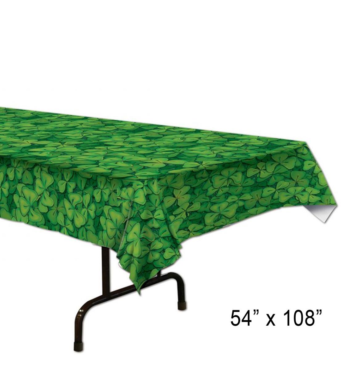 St Patricks Day Shamrock Plastic Tablecover 108" x 54" by Beistle 30427 and available in the UK here at Karnival Costumes online party shop