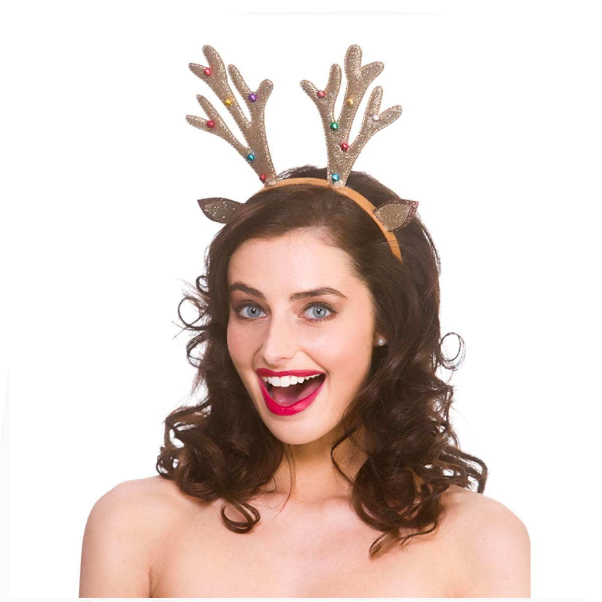 Novelty Christmas Glitter Reindeer Antlers by Wicked XM-4650 available here at Karnival Costumes online party shop