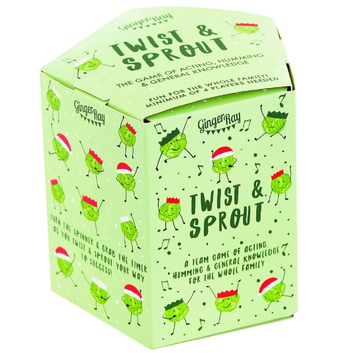 Packaging for our Twist and Sprout Christmas Party Game by Ginger Ray GG-509 available here at Karnival Costumes online Christmas party shop