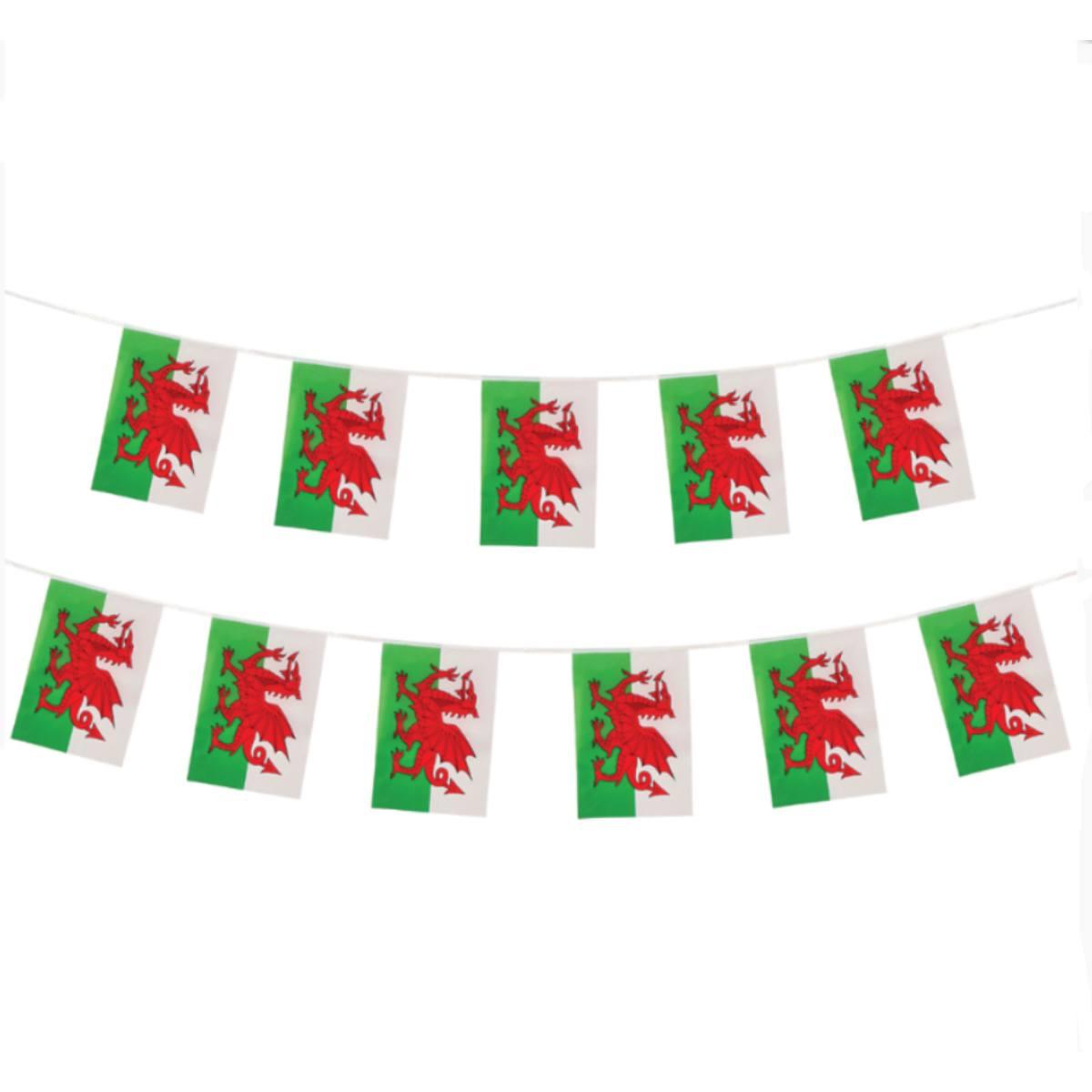 Welsh Bunting 4m with 11 Pennant Flags each 31x20cm by Wicked AC-9616 available here at Karnival Costumes online party shop