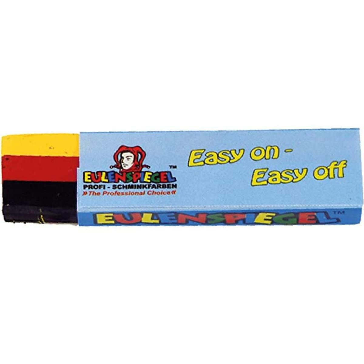 Eulenspiegel Face and Body Paint German Fun Stick in black, red and yellow 626009 available here at Karnival Costumes online party shop