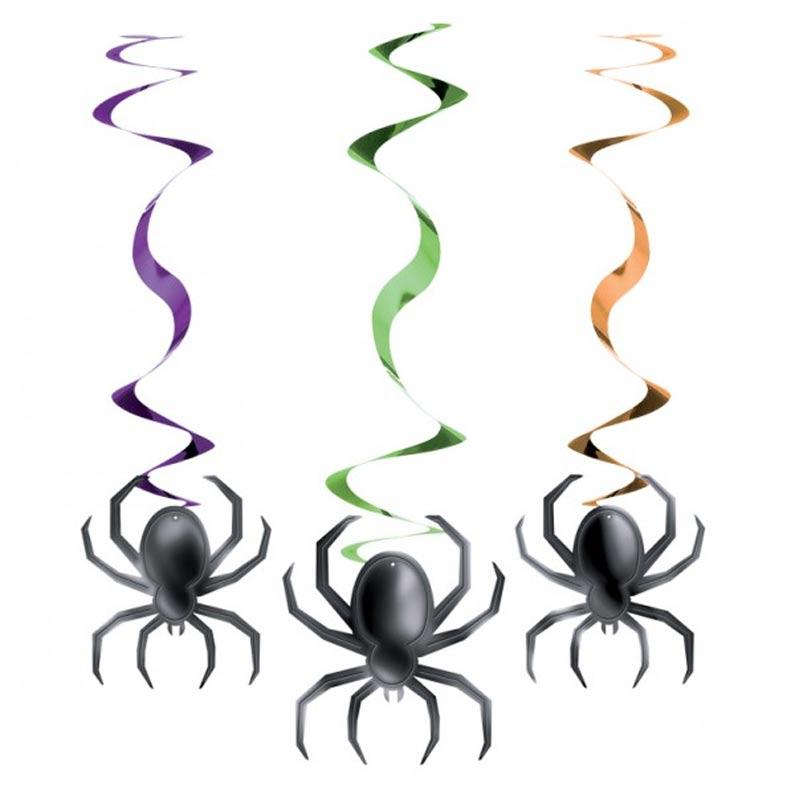 Halloween Party Decorations - 3 Hanging Swirling Spiders