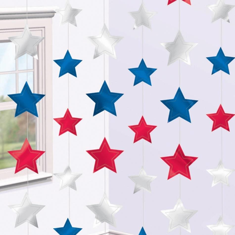 6x 2.1m USA Patriotic Stars Strings from Amscan 672073 available from Karnival Costumes