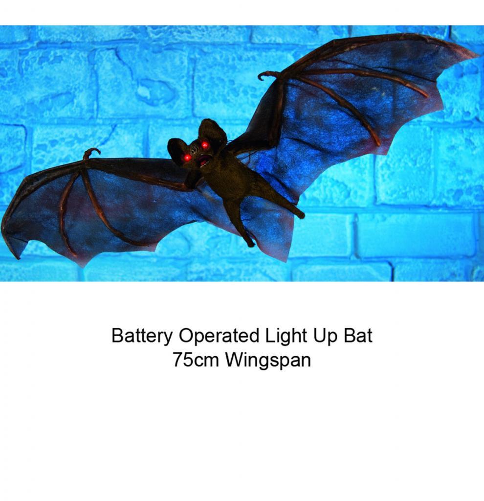 Hanging Bat with Glowing Red Eyes from a collection of Halloween Decorations. By Premier Decorations HB131183 and available from Karnival Costumes
