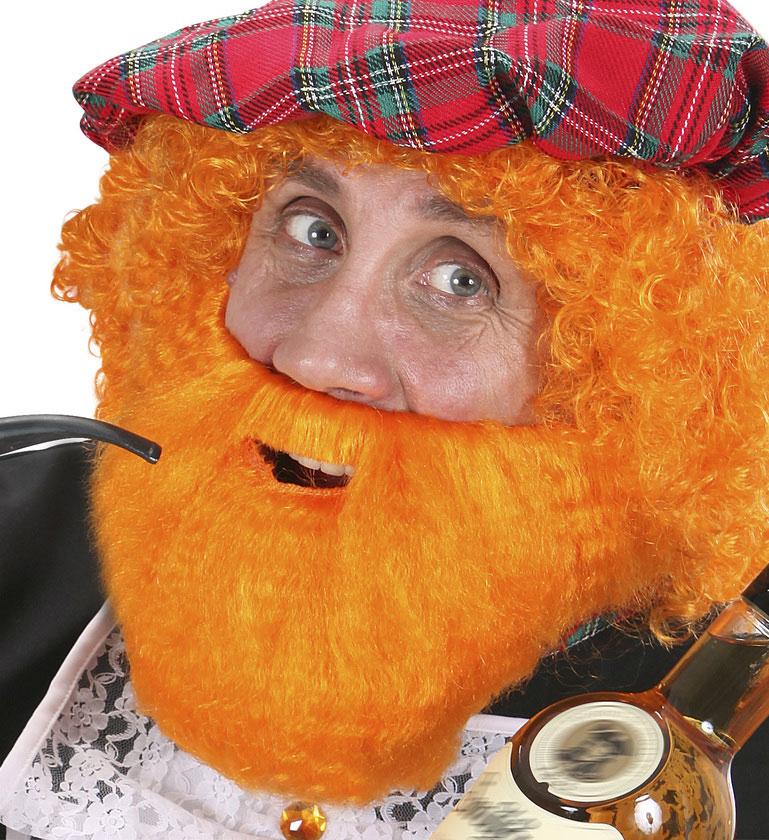 SCOTSMAN BEARD AND MOUSTACHE GINGER ORANGE HOGMANAY NEW YEARS EVE PARTY ACESSORY 