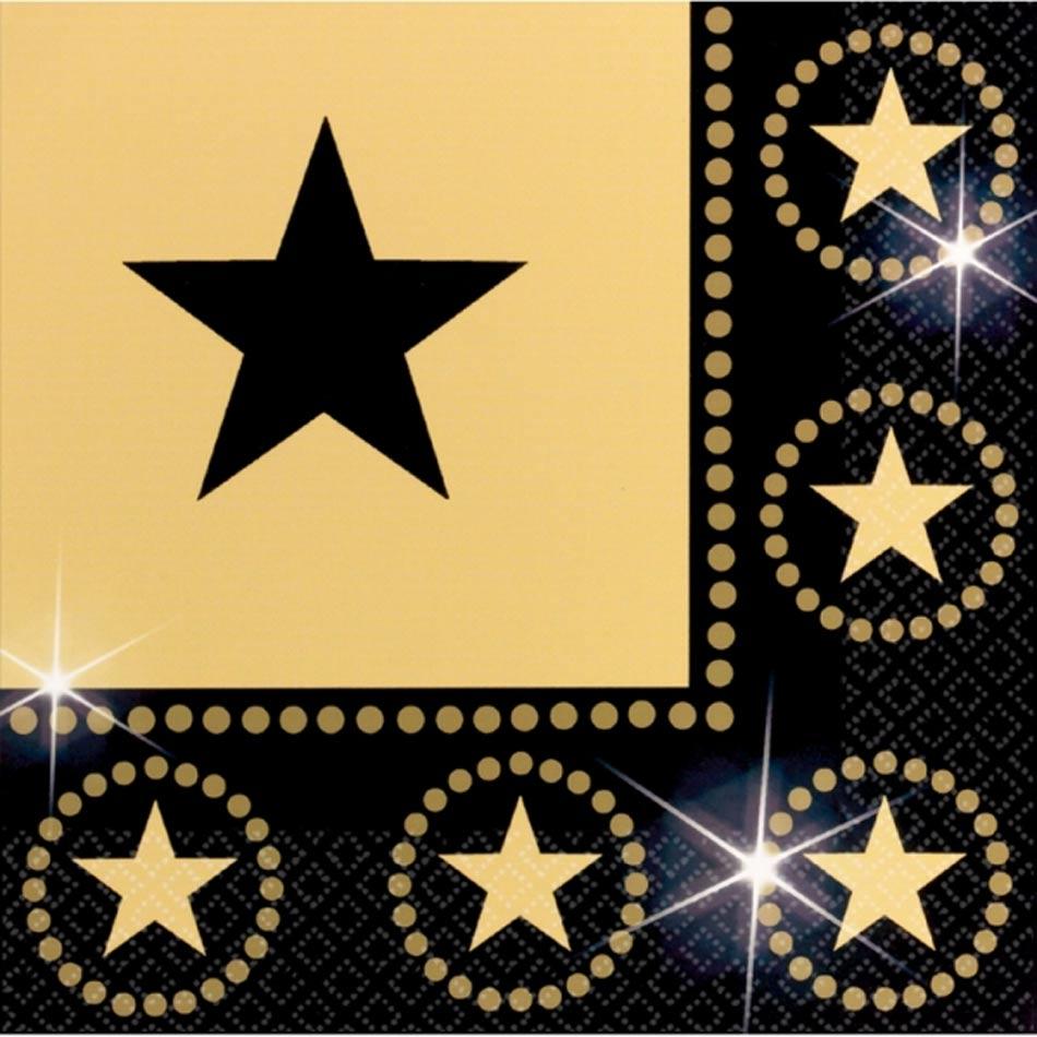 Pack of 16 Hollywood Luncheon Napkins in 2ply 33cm. By Amscan 519016 and available from Karnival Costumes online party shop